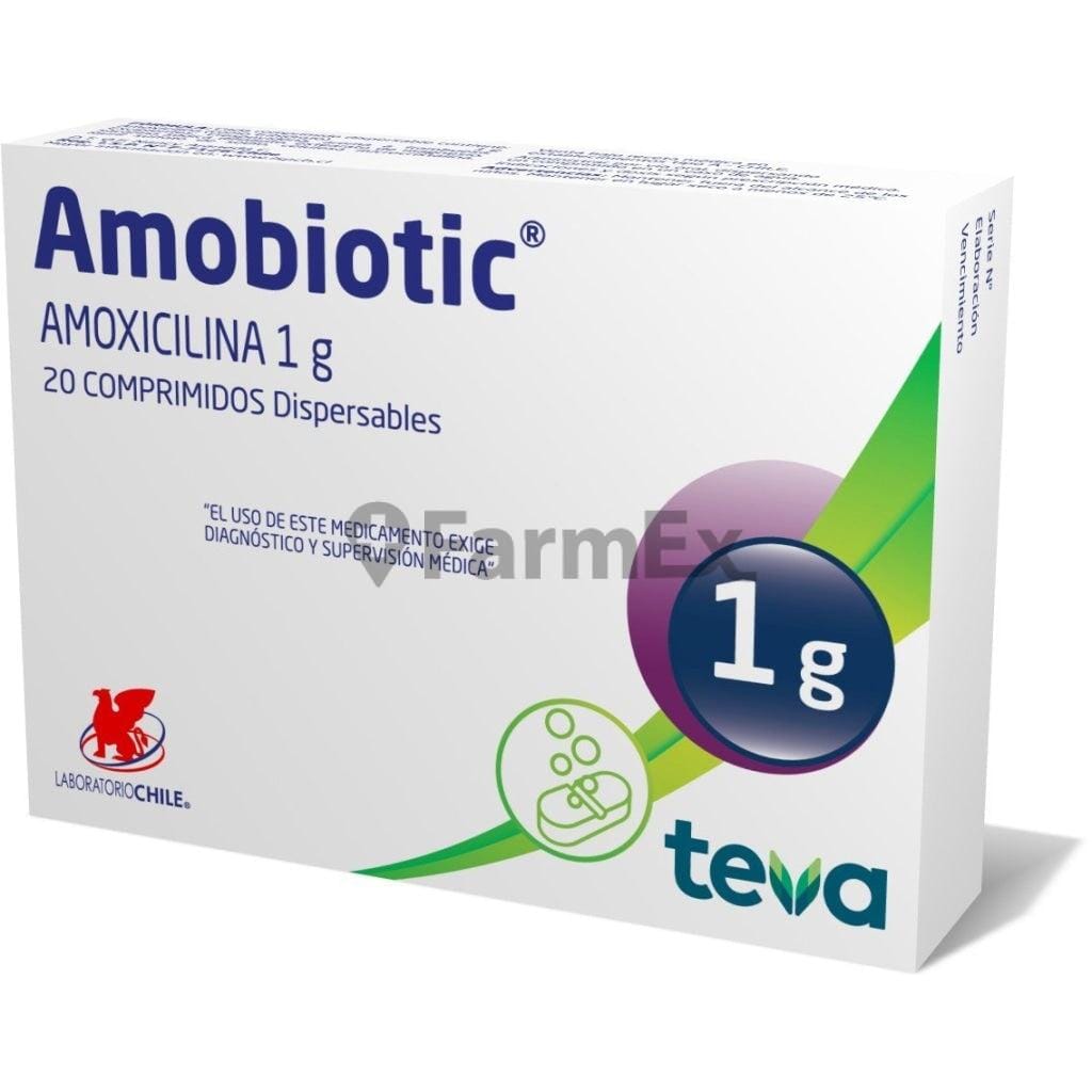 Amobiotic 1 g x 20 comprimidos Farmex-Fonasa-Persistente